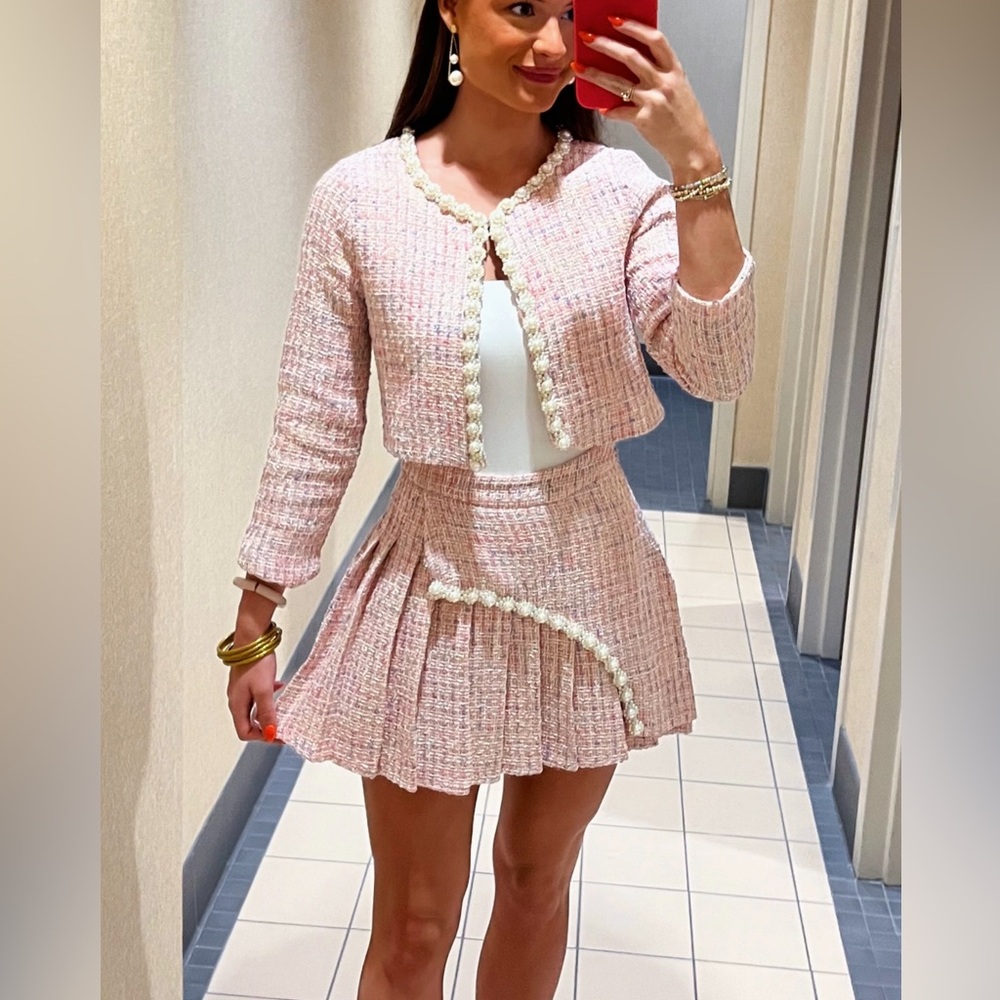 Pearl & Tweed Pink Skirt & Jacket Set